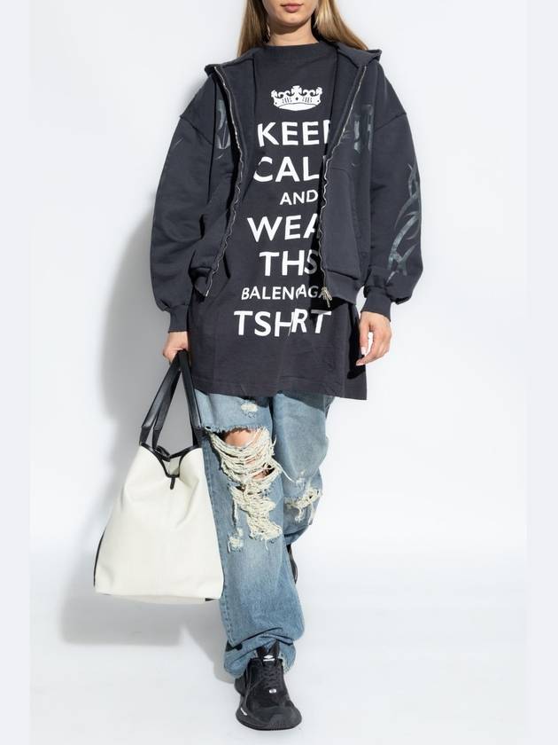 Keep Calm Oversized Short Sleeve T-Shirt Black - BALENCIAGA - BALAAN 3