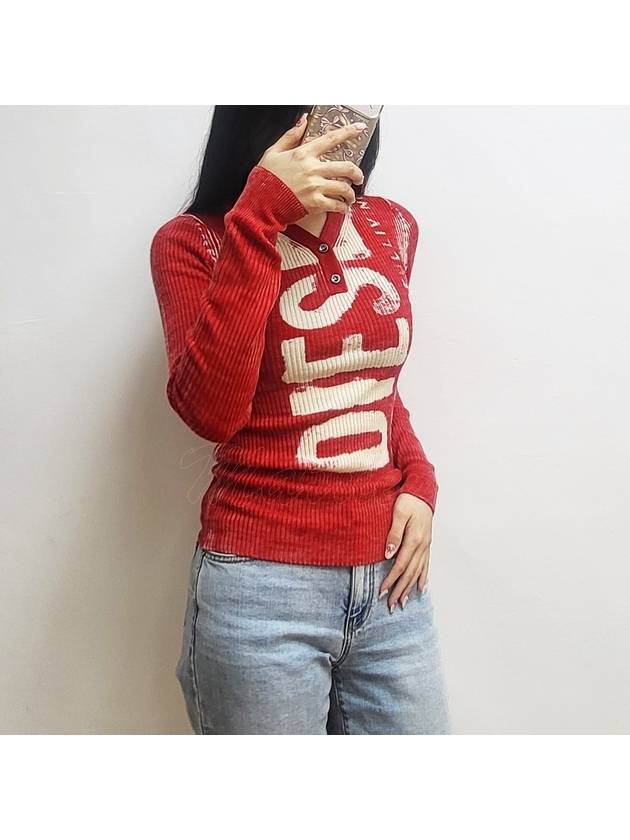 23FW Women's Slim M Arita Painting Logo Knit A067190CGBU44Q Red - DIESEL - BALAAN 3