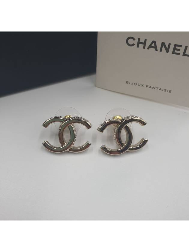 CC Logo Crystal Stud Earrings Gold - CHANEL - BALAAN 2