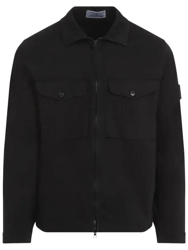 Organic Stretch Cotton Satin Long Sleeve Shirt Black - STONE ISLAND - BALAAN 2