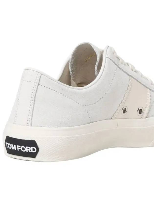 Logo Detail Suede Low Top Sneakers White Beige - TOM FORD - BALAAN 5