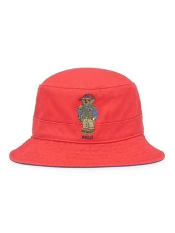 Polo Bear Twill Bucket Hat Red - POLO RALPH LAUREN - BALAAN 1