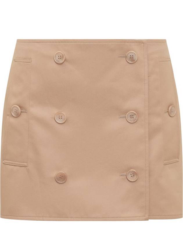 Women's Trench Mini Cotton Gabardine A-Line Skirt Pale Nude - BURBERRY - BALAAN 2