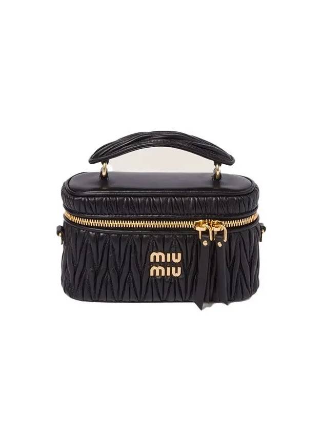 Logo Matelasse Nappa Leather Tote Bag Black - MIU MIU - BALAAN 3