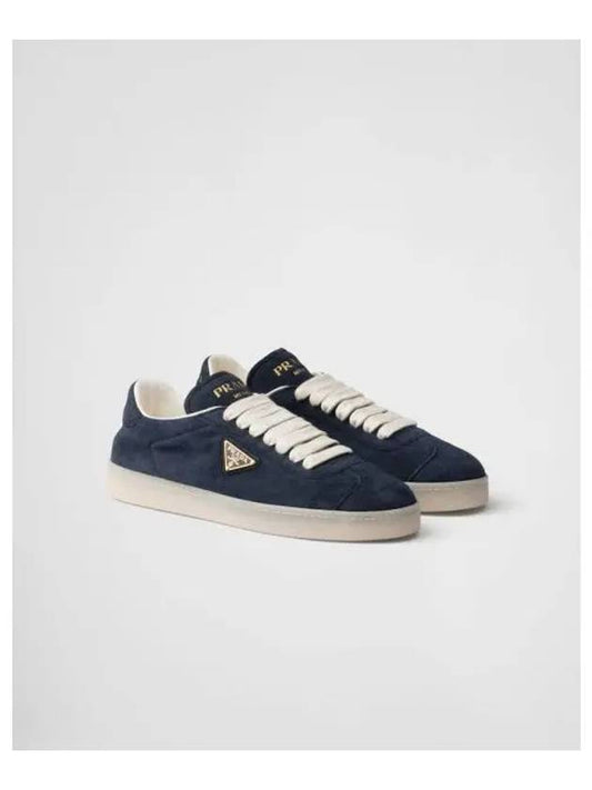 Suede Low Top Sneakers Navy - PRADA - BALAAN 2