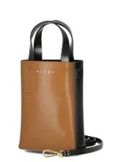 Museo Leather Logo Mini Tote Bag Brown - MARNI - BALAAN 2