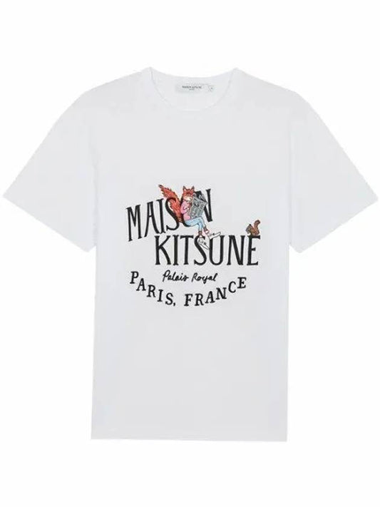 Men's Oly Palais Royal News Classic Cotton Short Sleeve T-Shirt White - MAISON KITSUNE - BALAAN 2