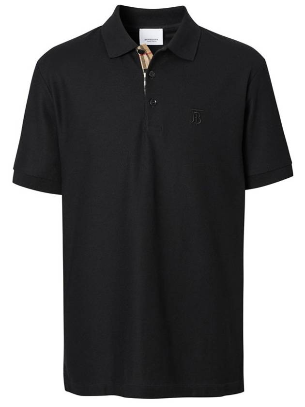 Men's Embroidered Logo Cotton Polo Shirt Black - BURBERRY - BALAAN 2