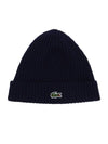 Ribbed Wool Beanie Navy - LACOSTE - BALAAN 1