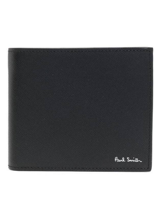 Logo Rainbow Car Print Leather Half Wallet Black - PAUL SMITH - BALAAN 1