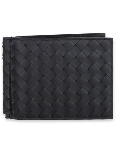 Intrecciato Money Clip Card Wallet Black - BOTTEGA VENETA - BALAAN 1