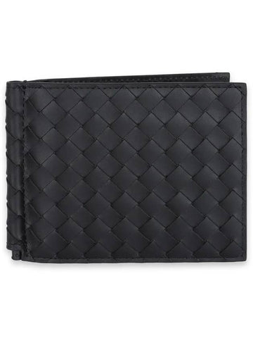 Intrecciato Money Clip Card Wallet Black - BOTTEGA VENETA - BALAAN 1