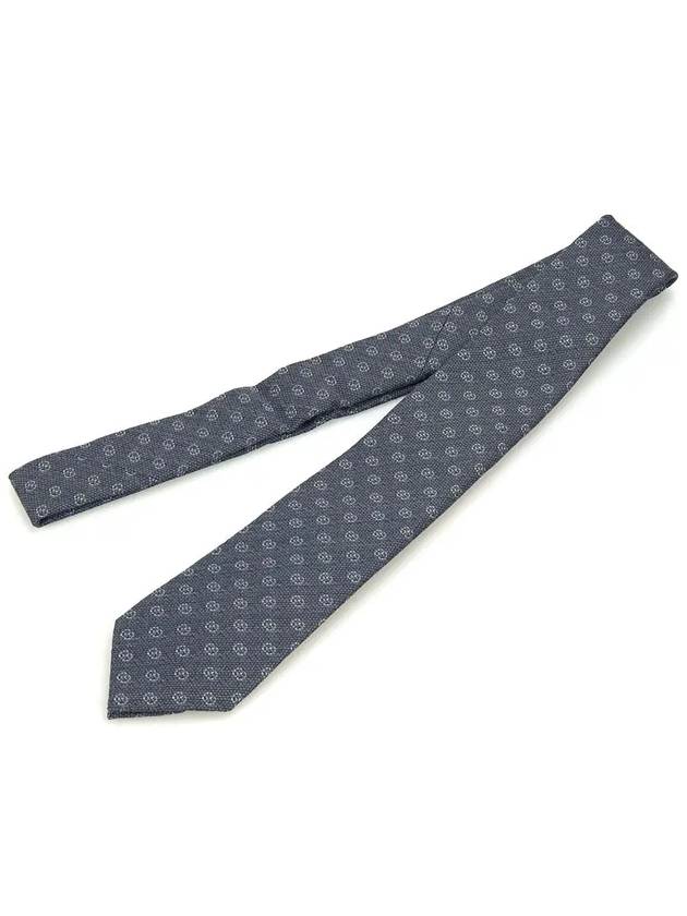 Men's GG Pattern Silk Tie Navy - GUCCI - BALAAN.