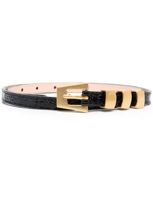 VIC Crocker Emboss Buckle Leather Belt Black - BY FAR - BALAAN 1