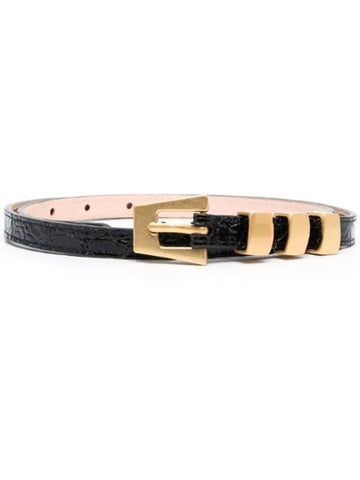 VIC Crocker Emboss Buckle Leather Belt Black - BY FAR - BALAAN 1