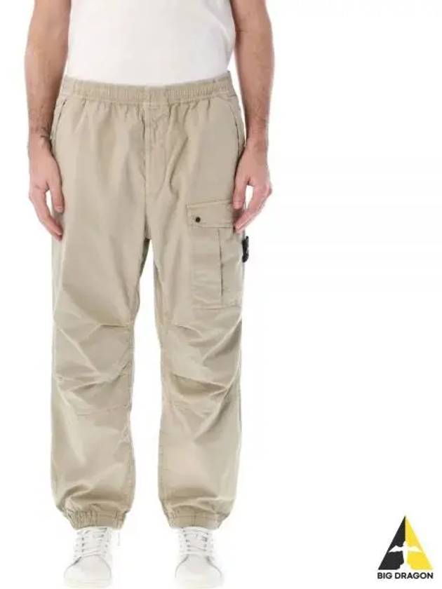 Logo Twill Cotton Cargo Track Pants Sand - STONE ISLAND - BALAAN 2