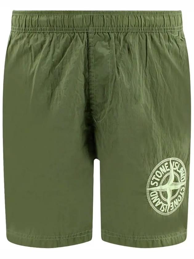 Embroidered Logo Swim Shorts Khaki - STONE ISLAND - BALAAN 3