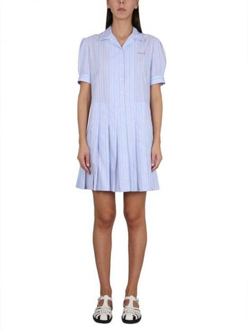Logo Stripe Short Dress Blue - MARNI - BALAAN 1