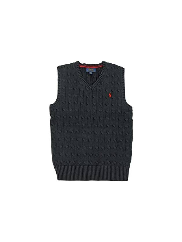 Boys Classic Cable Cotton Knit Vest Navy - POLO RALPH LAUREN - BALAAN 1