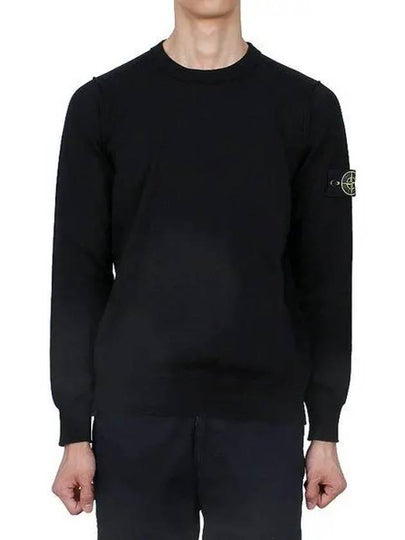 Crewneck Soft Cotton Knit Top Black - STONE ISLAND - BALAAN 2