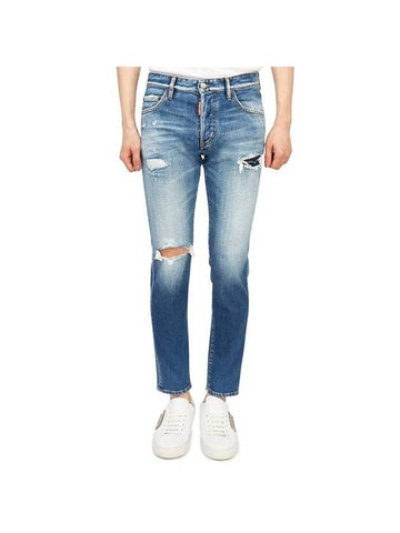 Men's Cutting Detail Patch Cool Guy Denim Jeans Blue - DSQUARED2 - BALAAN 1