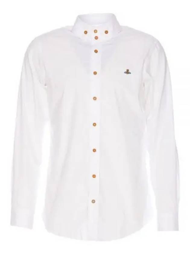 Men's Embroidered ORB Logo Long Sleeve Shirt White - VIVIENNE WESTWOOD - BALAAN 2