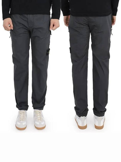 Men's Compass Patch Light Stretch Cotton Canvas Track Pants Charcoal - STONE ISLAND - BALAAN 2