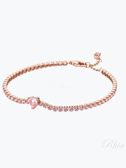 Sparkling Heart Tennis Bracelet Rose Gold - PANDORA - BALAAN 2