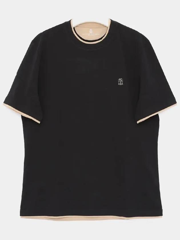 Cotton Short Sleeve T-Shirt Black - BRUNELLO CUCINELLI - BALAAN 4