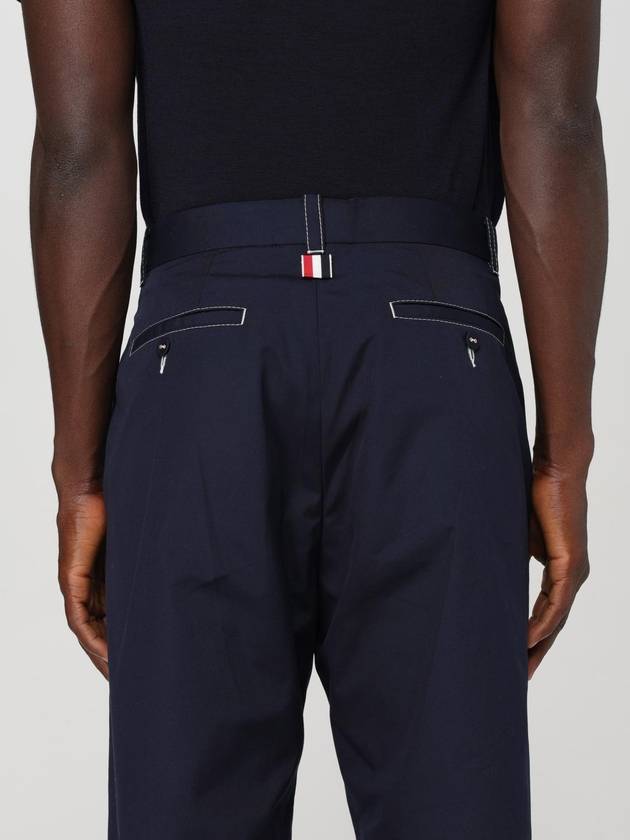 Mid rise tailored straight pants navy - THOM BROWNE - BALAAN 6