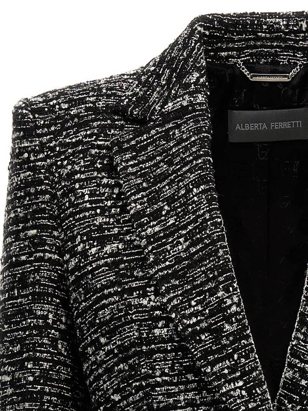 Boucle single breasted blazer jacket black - ALBERTA FERRETTI - BALAAN 4