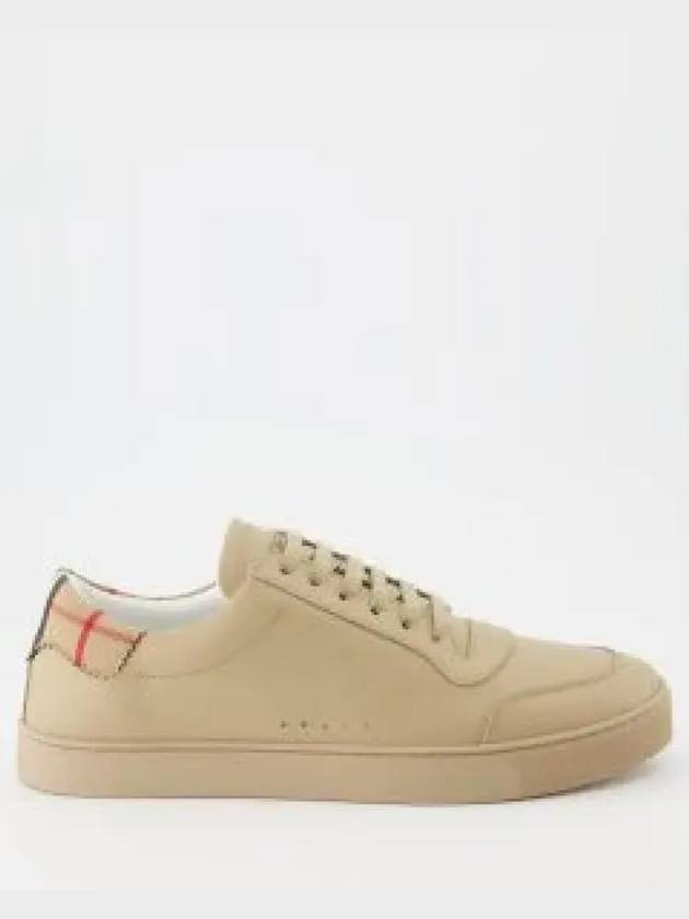 Men's Checked Cotton Leather Low Top Sneakers Beige - BURBERRY - BALAAN 2