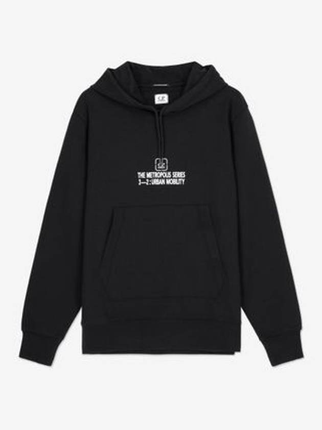 Metropolis Series Stretch Fleece Graphic Hoodie Navy - CP COMPANY - BALAAN 2