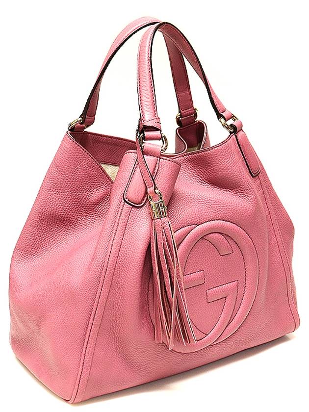 282309 Pink leather interlocking G Soho tassel shoulder bag - GUCCI - BALAAN 3