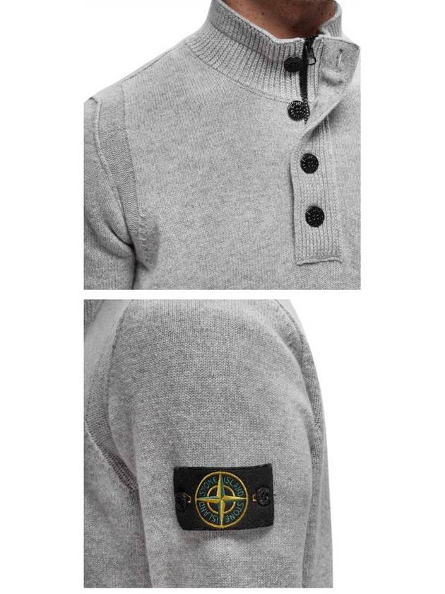 Wappen Patch Half Button Lambswool Knit Top Grey - STONE ISLAND - BALAAN 7