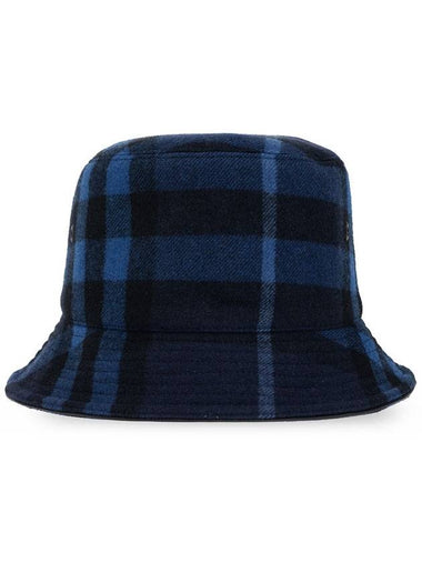 Check Wool Cashmere Bucket Hat Blue - BURBERRY - BALAAN 1