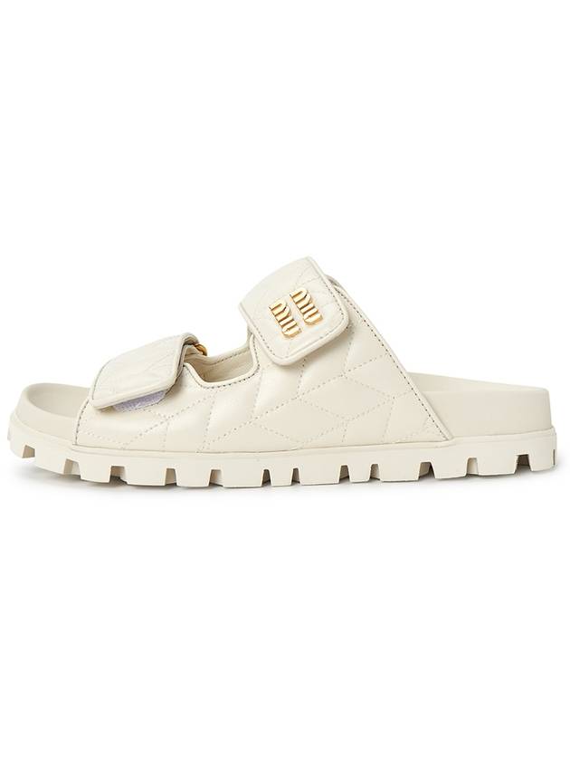 Matelasse Nappa Leather Slides White - MIU MIU - BALAAN 4