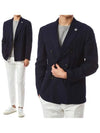 Men's Flower Boutonniere Knit Jacket Blue - RVR LARDINI - BALAAN 2