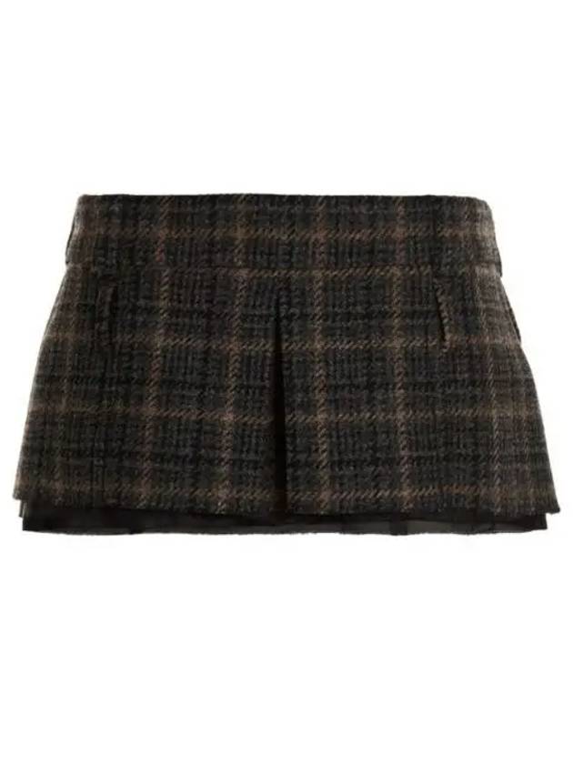 Tartan mini skirt charcoal MG1852 113H - MIU MIU - BALAAN 1