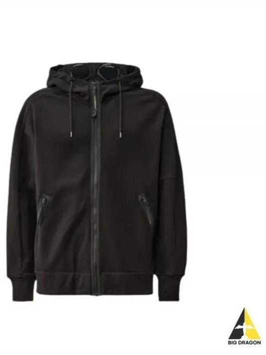 Diagonal Raised Fleece Goggle Hooded Jacket Black - CP COMPANY - BALAAN 2