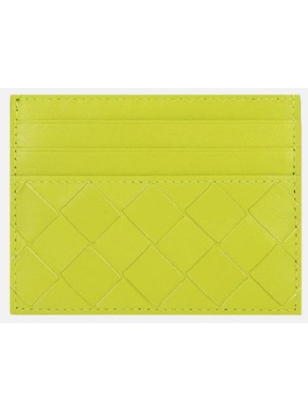 Intrecciato Leather Card Wallet Acid Green - BOTTEGA VENETA - BALAAN 1