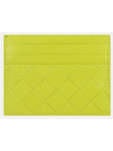 Intrecciato Leather Card Wallet Acid Green - BOTTEGA VENETA - BALAAN 1