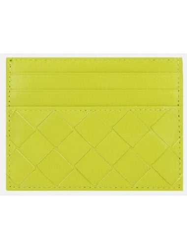 Intrecciato Leather Card Wallet Acid Green - BOTTEGA VENETA - BALAAN 1