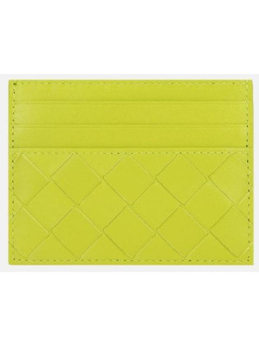 Intrecciato Leather Card Wallet Acid Green - BOTTEGA VENETA - BALAAN 1