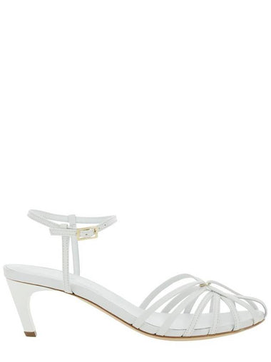 White Heeled Sandals With Cage Design In Leather Woman - SEMI COUTURE - BALAAN 1