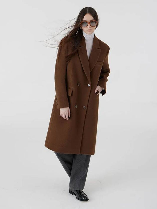 Women's Menish Overfit Box Wool Coat Brown - VOYONN - BALAAN 2