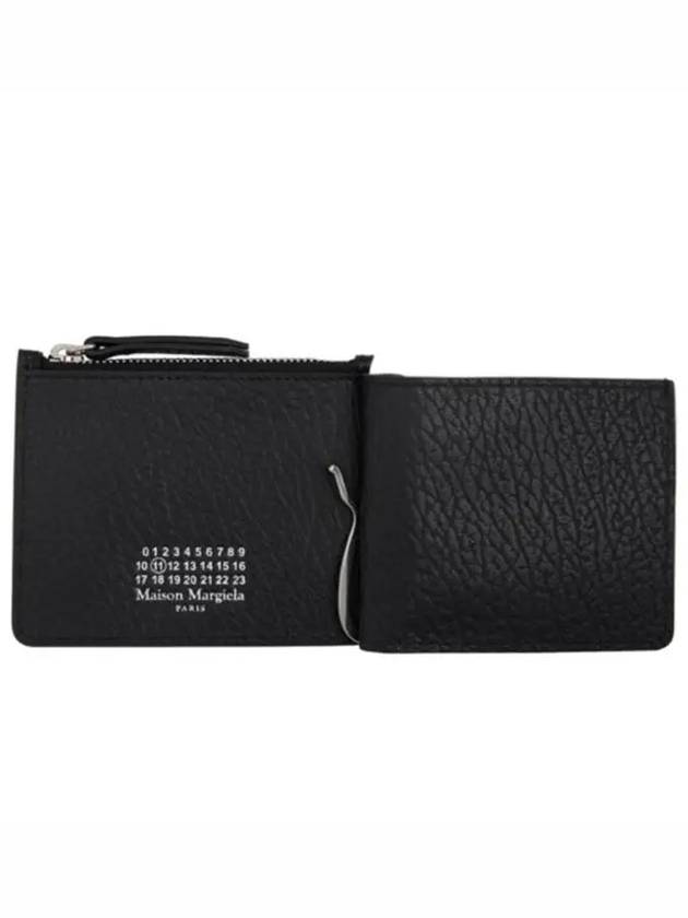 Stitch Leather Zipper Card Wallet Black - MAISON MARGIELA - BALAAN 3