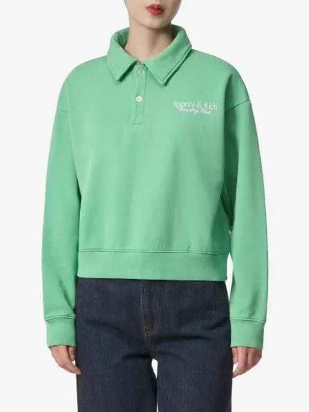 Country Club Long Sleeve Cotton Polo Shirt Green - SPORTY & RICH - BALAAN 2