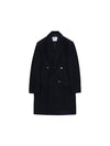 Breasted Wool Double Coat Black - AMI - BALAAN 1