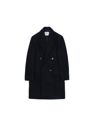 Breasted Wool Double Coat Black - AMI - BALAAN 1